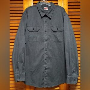 Wrangler Men's Button Down Long Sleeve Gray Shirt Size 2XL